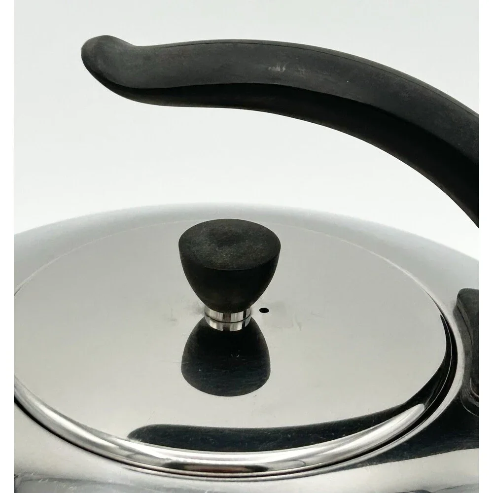 Vintage Revere Ware 1801 Stainless Steel Tea Pot Kettle with Cat Tail Handle MCM